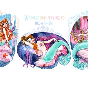 Pin Up Art Mermaid Lagoon Watercolor Sketch Painting Pin-up Print by Carlations Carla Wyzgala image 5