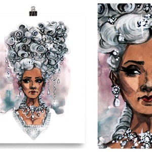 Bridgerton Queen Charlotte Watercolor Pin-Up Art Print
