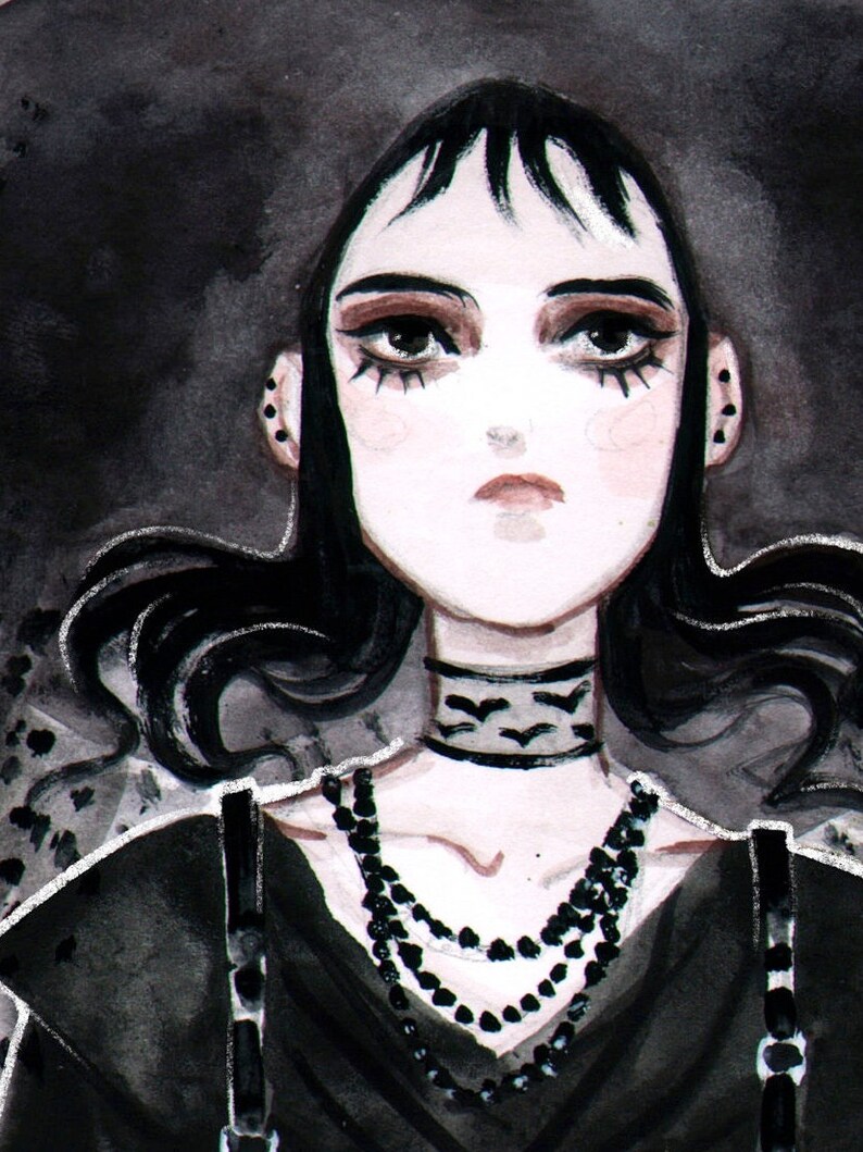 Lydia Deetz Beetlejuice Spooky Gothic Wall Poster Watercolor - Etsy