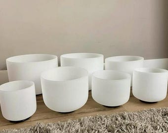 432Hz クリスタルシンギングボウルセット：7チャクラフロステッド