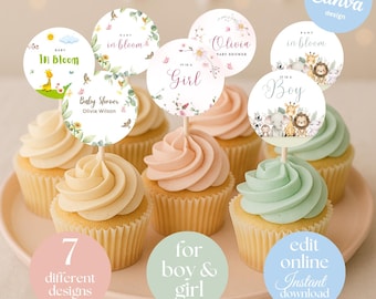 Taarttoppers voor je babyshower | Cupcaketoppers | Babyshower | Babyshower-cupcake