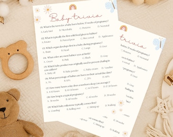 Boho Baby Shower Trivia Game – Printable Baby Shower Games | Instant Digital Download