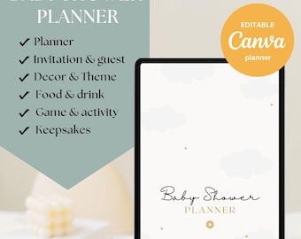Ultimate Baby Shower Planner – Editable Canva Template | Digital & Printable Organizer