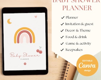 Editable Baby Shower Planner – Canva Template | Digital & Printable Organizer