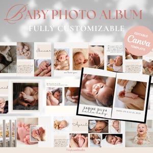 Custom Baby Photo Album – Editable Baby Memory Book Template | Gender-Neutral Design | Digital Download | photo album baby