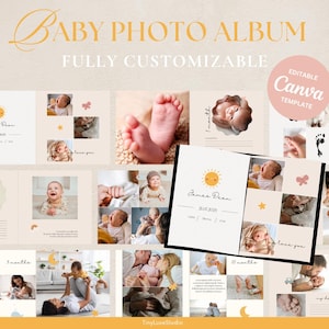 Baby Photo Album Template – Gender-Neutral Memory Book | Canva Editable | Digital Download | Customizable