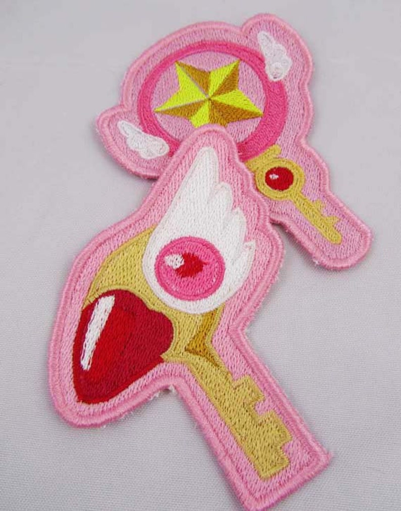 Cardcaptor Anime Clow Key Machine Embroidered Iron on OR Sew on Patch