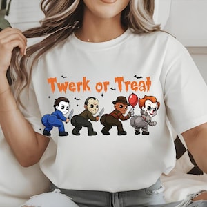 Halloween Twerk or Treat Png, Halloween Horror Charaktere Png, Tanzender Mörder Png, Gruselige Saison Png, Süßes oder Saures Png, Halloween-Hemd