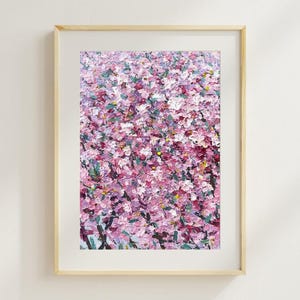 Pink Blossom Oil Painting 12&quot; x 16&quot;– Floral Art, 30x40cm Spring Cherry Tree-Inspired Canvas, Romantic Handmade Wall Room Decor