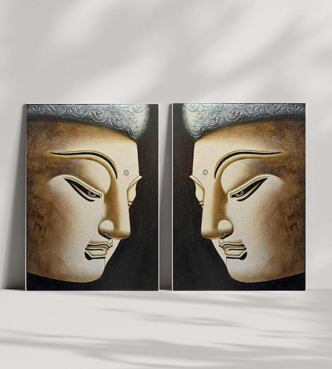 Buddha Face Oil Painting on Canvas Textured Meditative Wall Art Zen ...