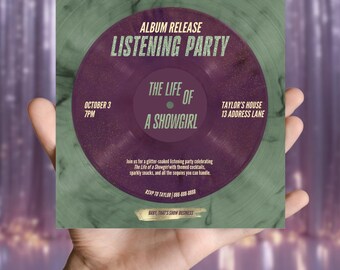 Showgirl Album Release Party Invitation | Purple Vinyl Record (Digital)