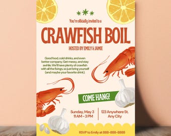 Editable Crawfish Boil Invitation | Southern Seafood Party Invite (Digital Download)