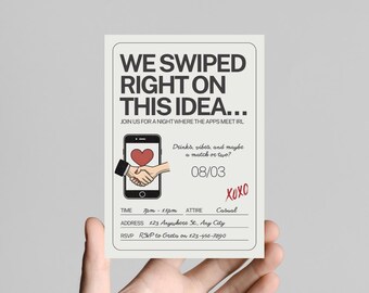 Dating App Party Invitation: Girls Night Out, Editable Template (PDF Download)