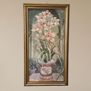 Vintage Flower Bouquet Painting, Vintage Art Framed, Flower Oil Painting, Farmhouse Decor, Floral Still Life, wall decor, Botanical Painting