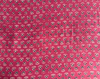 Rosa Blumen Buti Hand Block bedruckter Baumwollstoff | Weicher Jaipur Print | Stoff Meterware | Ethno Boho Näh-Material