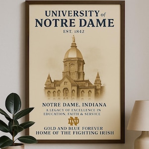 Notre Dame Goldene Kuppel Vintage Kunstdruck: Universitäts-Campus (Digitaler Download)