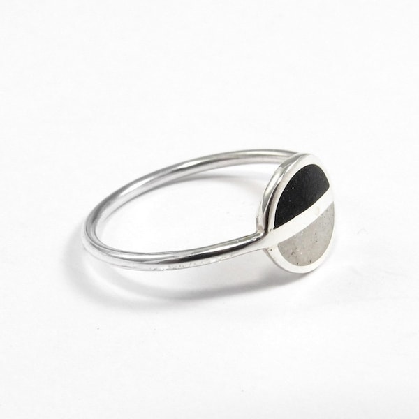 Saturn - Minimalistischer Ring - Sterling Silber - Space Ring Minimal Geometrisches zeitgenössisches Design - Inlay Stein natürlich farbiger Schmuck