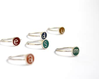 Custom Initial Ring - Sterling Silver Stacking Ring - Personalized Initial Jewelry - Perfect Gift for Ger