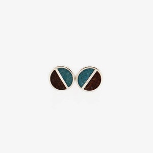 Sterling Silver Ear Studs Turquoise Minimal Earrings image 1