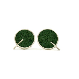 Ear Studs - Sterling Silver 925 - Q Green Earrings