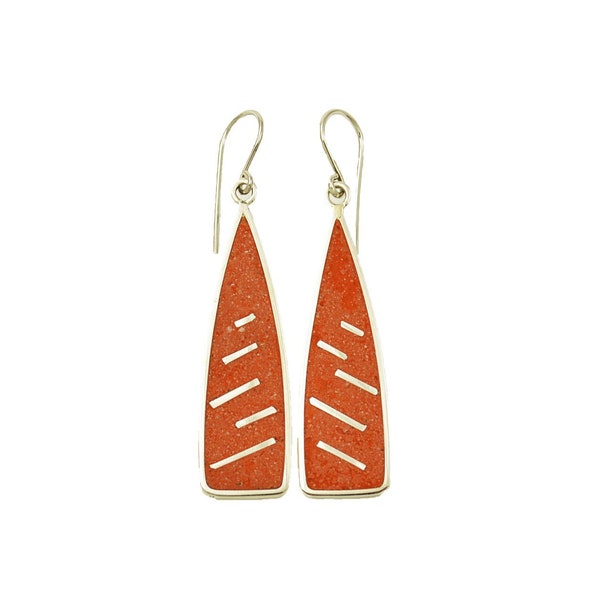 Minimalist Earrings - Sterling Silver 925 -  Orange  RAIN