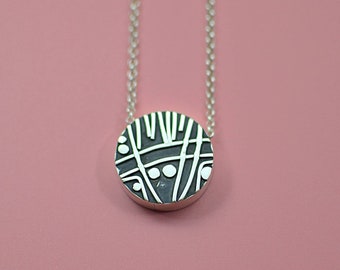 Contemporary OOAK Pendant - Circle 925 Steling Silver - Geometric Necklace One Of a Kind Chain Included