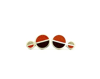 Geometric Studs - Sterling Silver 925 - Chocolate Orange Color