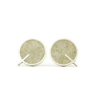 Geometric Ear Studs - Sterling Silver 925 - Q Earrings - White Stone