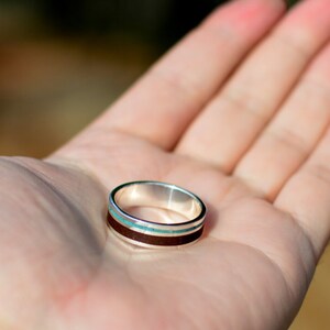 Sterling Silver Wedding Band - Color - Inlay Stone Naturally Colored Engagement Ring