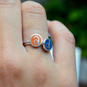 Sterling Silver Custom Rings Initial Ring Personalized Jewelry Naturally Color Stone Inlay image 2
