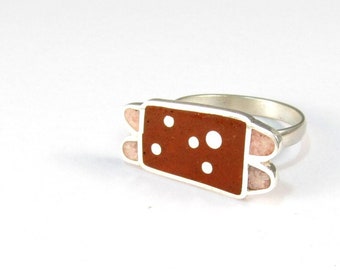 925 Sterling Silver Ring - Ladybug - Color Inlayed Stone - Playful Jewelry - Gift for Her