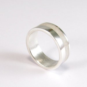 White Wedding band - Sterling Silver Engagement ring - Stone inlay Ring wedding