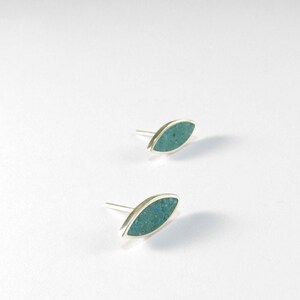 Turquoise Ear Studs - Sterling Silver 925 - Inlay Stone Color