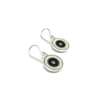 Black and White Earrings - Sterling Silver - Circles