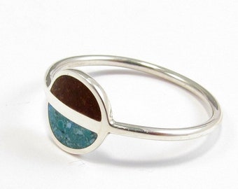 Sterling Silver Ring - Saturn - Space Planet Ring - Minimal Contemporary Ring - Geometric Playful Color Design Jewelry