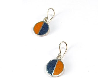 Sterling Silver Earrings - Color - 925 Silver Stone Inlay