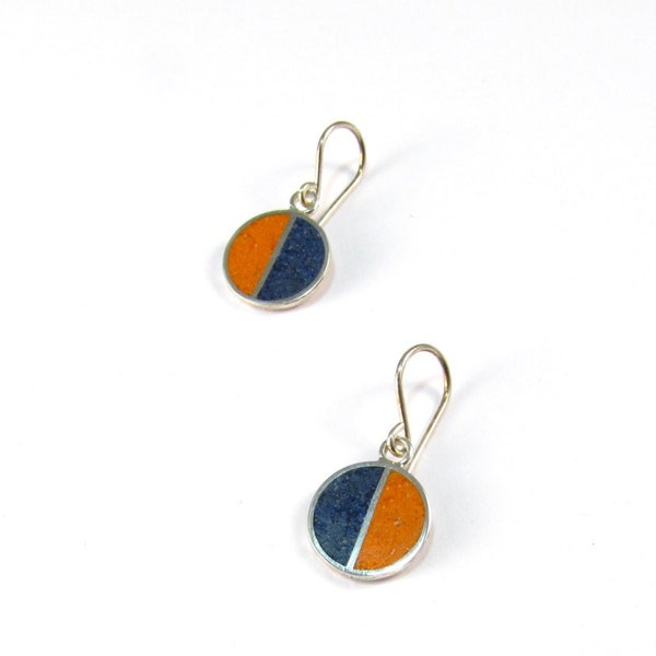 Sterling Silver Earrings - Color - 925 Silver Stone Inlay