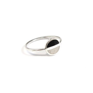 Minimal Ring - Sterling Silver - Color Saturn Ring - Geometric Contemporary Design stone Inlay Naturally Colored Ring