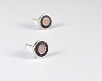 Sterling Silver Ear Studs with Inlaid Stone Sterling Silver Ear Studs with Inlaid Stone