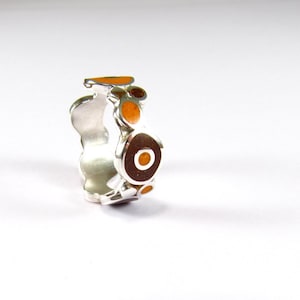 Color Bubbles Sterling Silver Ring Orange Bubbles Color Stone Inlayed Gift for Her Colorful Ring image 1