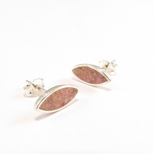 Pink Earrings Sterling Silver Ear Studs Inlay Stone Jewelry image 2