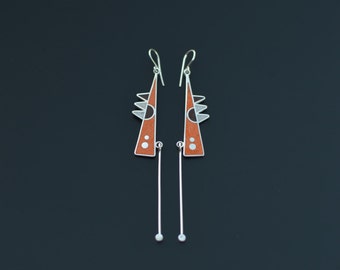 Boucles d'oreilles en argent sterling - Design tribal géométrique