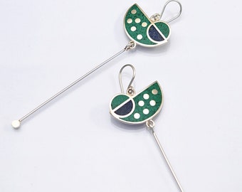 Geometric Kinetic Earrings - Sterling silver Pendulum