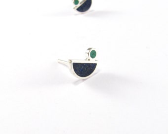 Blue Birds Studs - Sterling Silver 925 - Inlay Stone Color