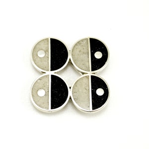 Black and White Brooch - Sterling Silver 925 - Geometric Design