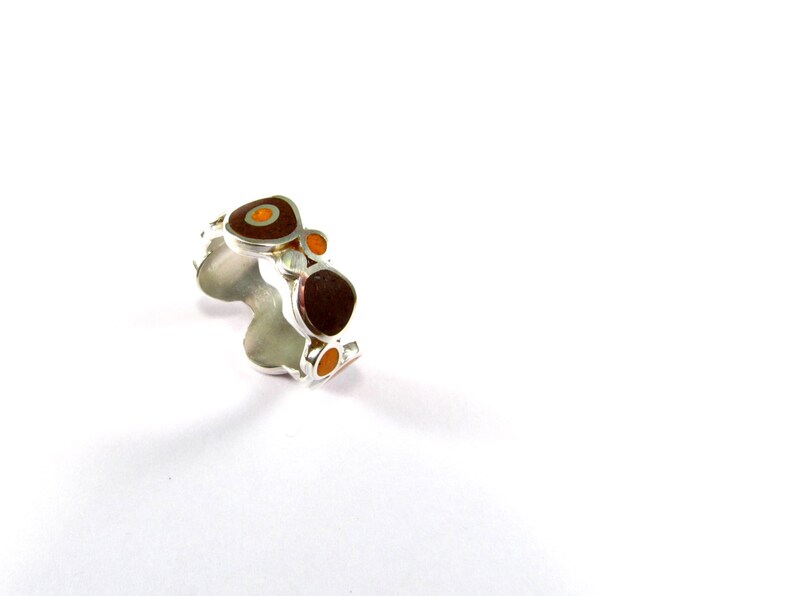 Color Bubbles Sterling Silver Ring Orange Bubbles Color Stone Inlayed Gift for Her Colorful Ring image 3