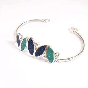 Blue Bracelet - Sterling Silver 925 - Lapis Inlay Stone