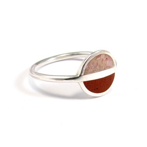 Sterling silver minimal ring pink inlay stone