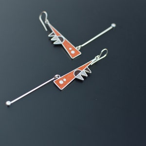 Sterling Silver Earrings Geometric Tribal Design image 3