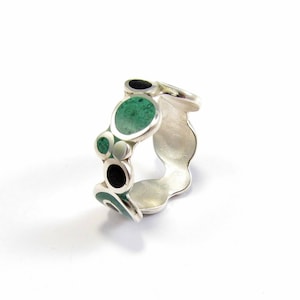 Malachite & Black Tourmaline Sterling Silver Bubbles Ring